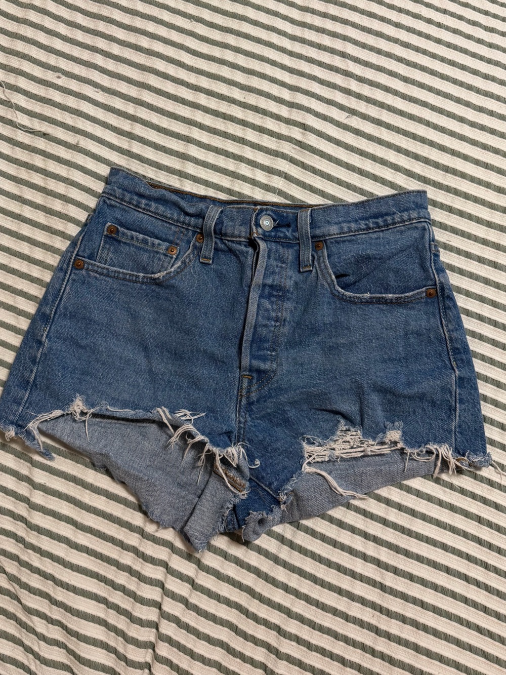 Levi's Distressed Cutoff Denim Shorts - Blue